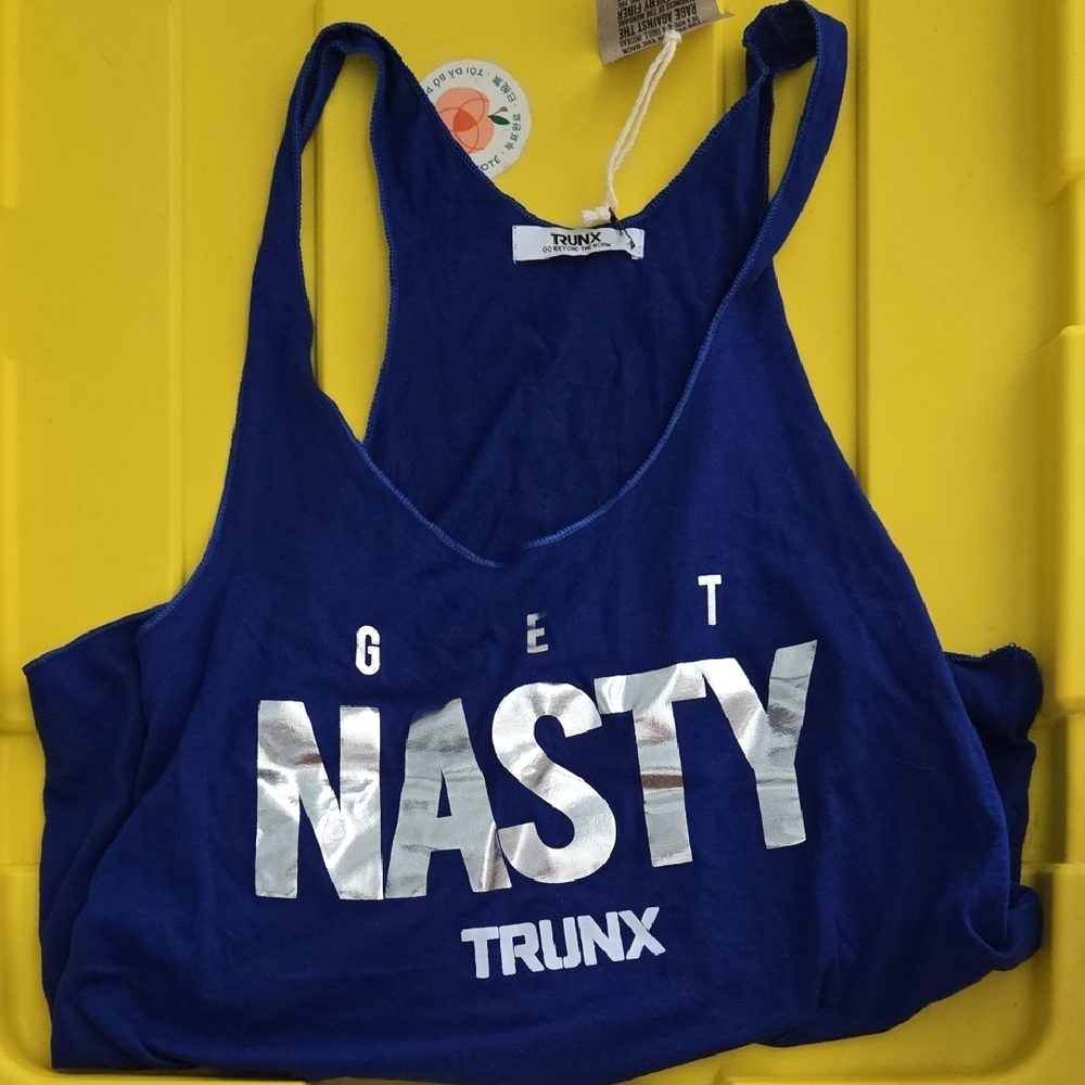 Blue Graphic Crop Tank Top Sleeveless